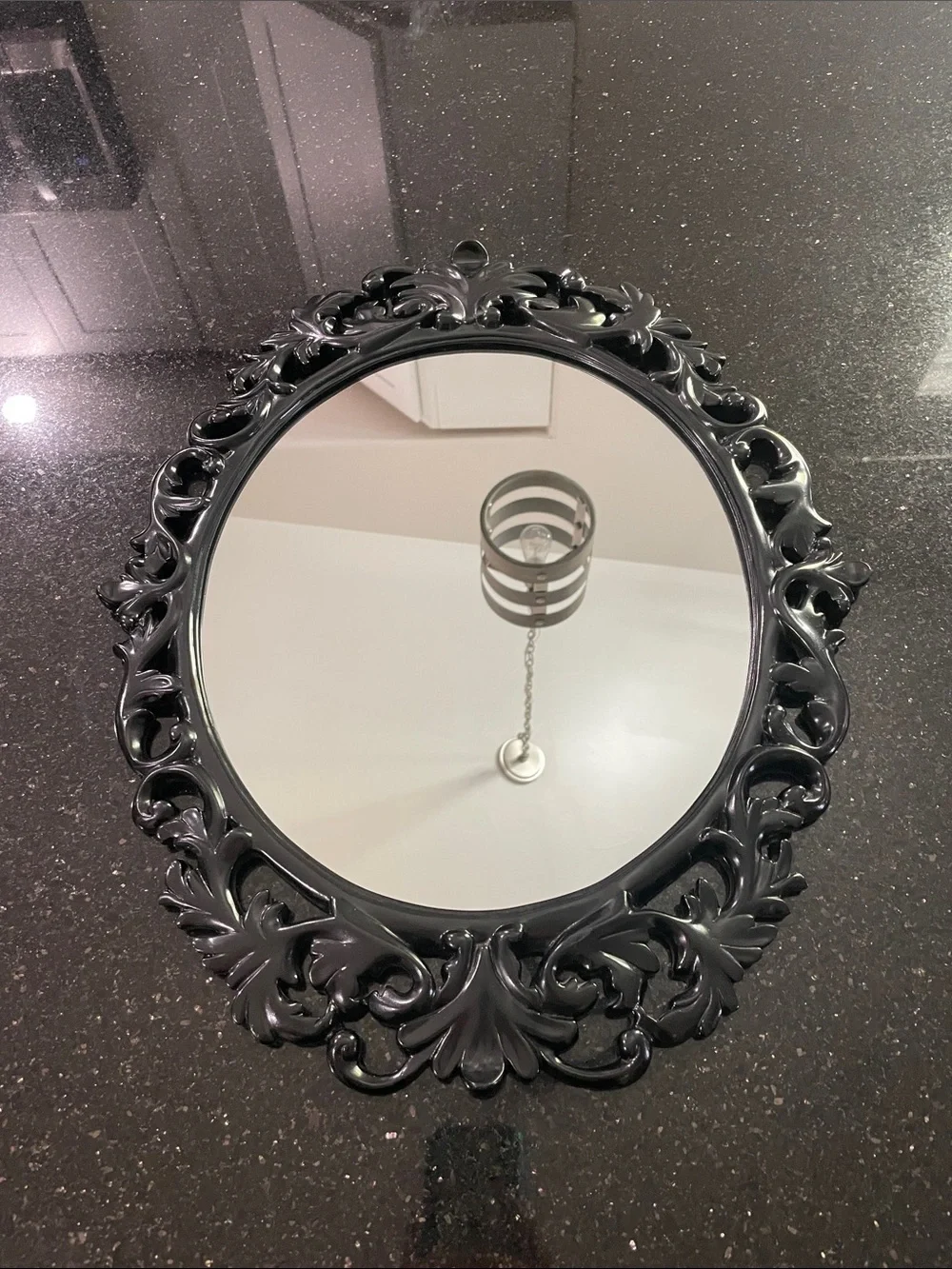 Black Oval Victorian Style Romantic Glam Barocco Accent Mirror